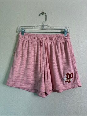 Inaka Power Pink Mesh Athletic Shorts with Embroidered Patch large